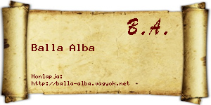 Balla Alba névjegykártya